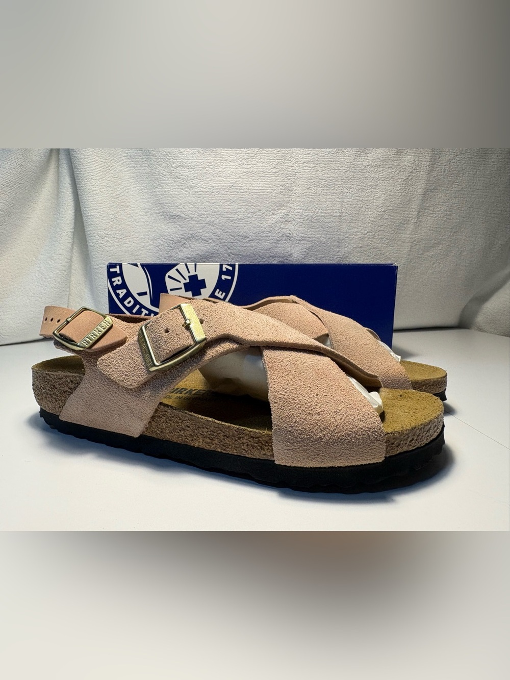 Birkenstock Tulum II Suede Leather Cross Strap Sandals Light Rose Box EU 36 US 5